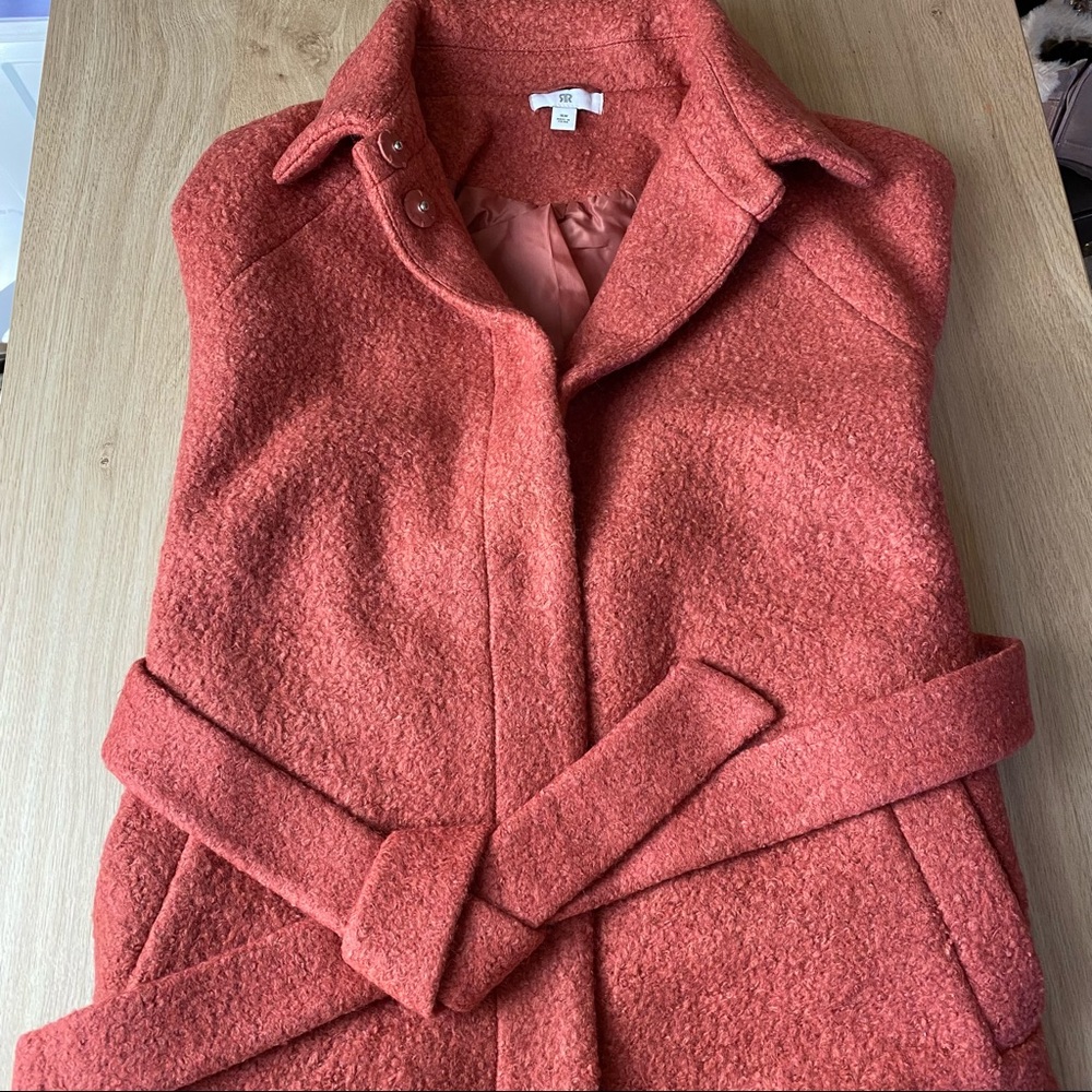 RR Coat Mauve pink Women’s 16W wool blend 3/4 length teddy lined belt NEW pocket